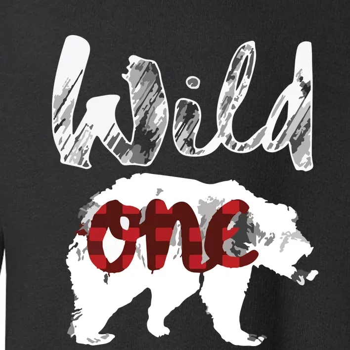 Bear Wild One 1st Birthday Lumberjack Buffalo Plaid Toddler Sweatshirt