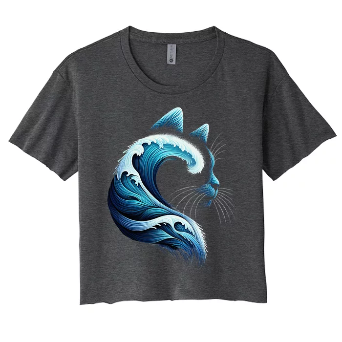 Blue Wave Of Cat Ladies Blue Cats Wave For Kamala Women's Crop Top Tee