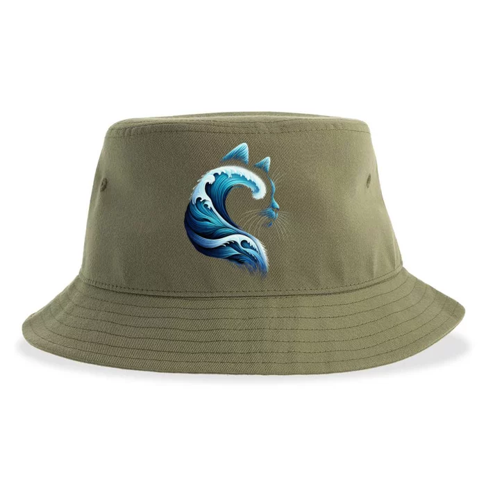 Blue Wave Of Cat Ladies Blue Cats Wave For Kamala Sustainable Bucket Hat