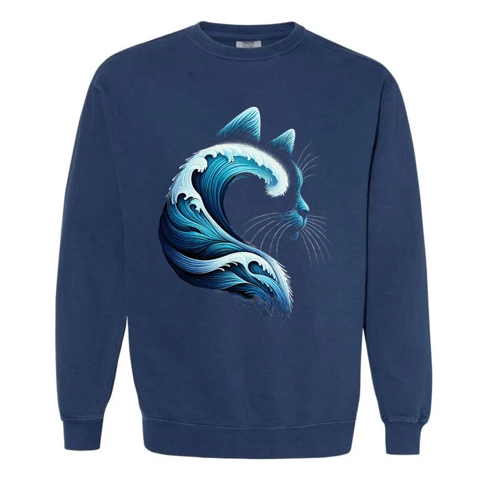 Blue Wave Of Cat Ladies Blue Cats Wave For Kamala Garment-Dyed Sweatshirt