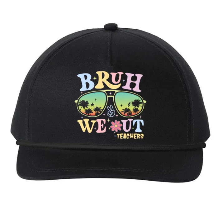 Bruh We Out Teachers Groovy Retro Happy Last Day Of School Snapback Five-Panel Rope Hat