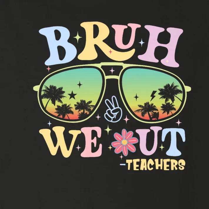 Bruh We Out Teachers Groovy Retro Happy Last Day Of School Toddler Long Sleeve Shirt