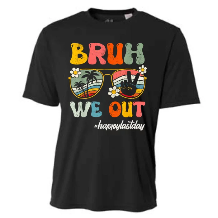 Bruh We Out Teachers Groovy Retro Happy Last Day Of School Cooling Performance Crew T-Shirt