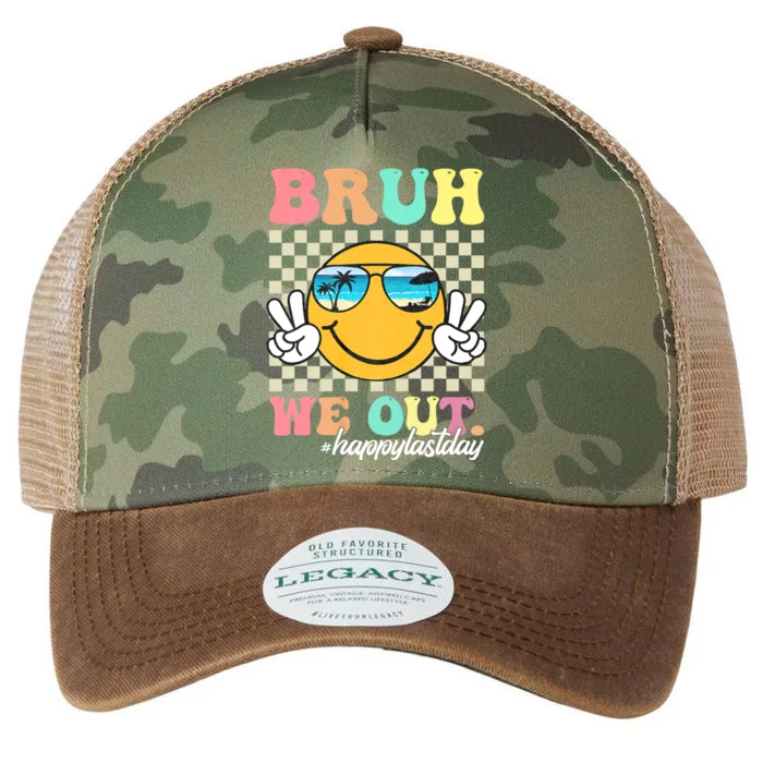 Bruh We Out Teachers Groovy Retro Happy Last Day Of School Legacy Tie Dye Trucker Hat