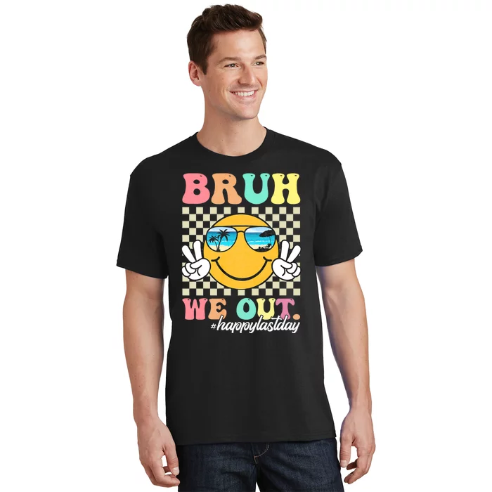 Bruh We Out Teachers Groovy Retro Happy Last Day Of School T-Shirt