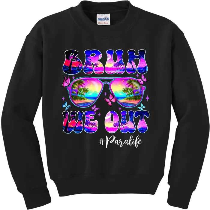 Bruh We Out Summer Para Life Sunglasses Tie Dye Kids Sweatshirt