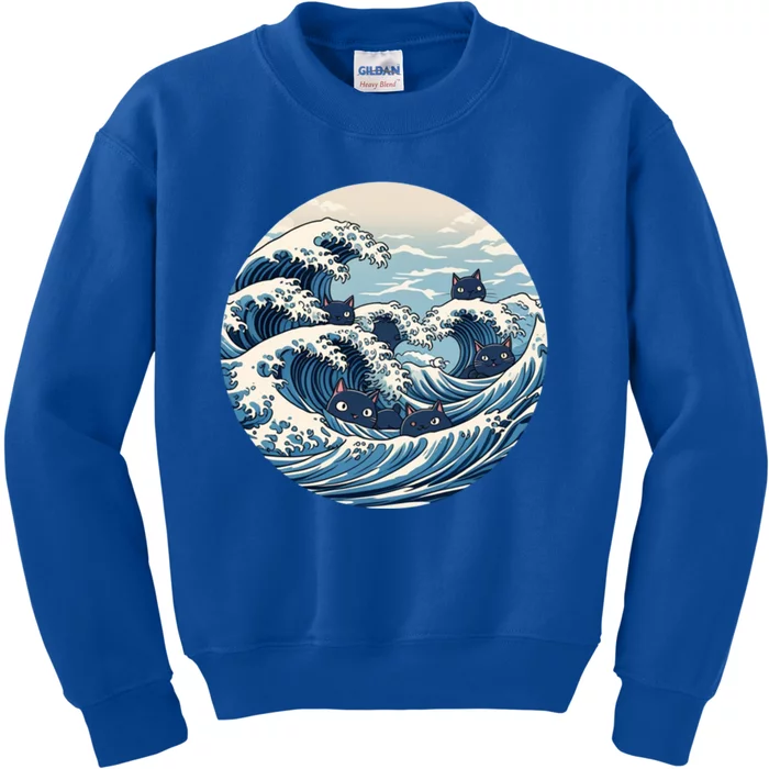 Blue Wave Of Cat Ladies For Kamala Meaningful Gift Kids Sweatshirt