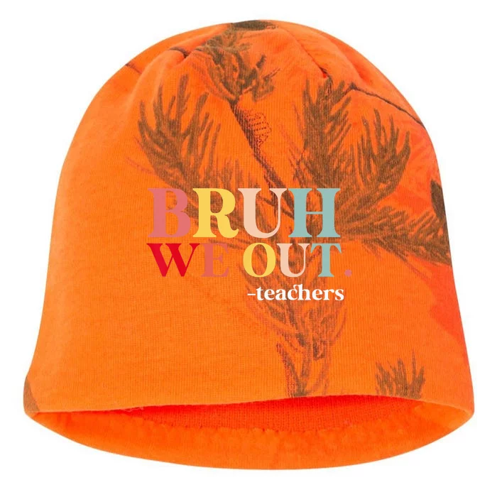 Bruh We Out Teachers Last Day Of School Teachers Funny Kati - Camo Knit Beanie