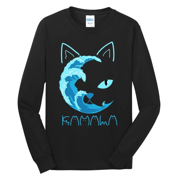 Blue Wave Of Cat Ladies Kamala Cat Typography Alphabet Cute Tall Long Sleeve T-Shirt