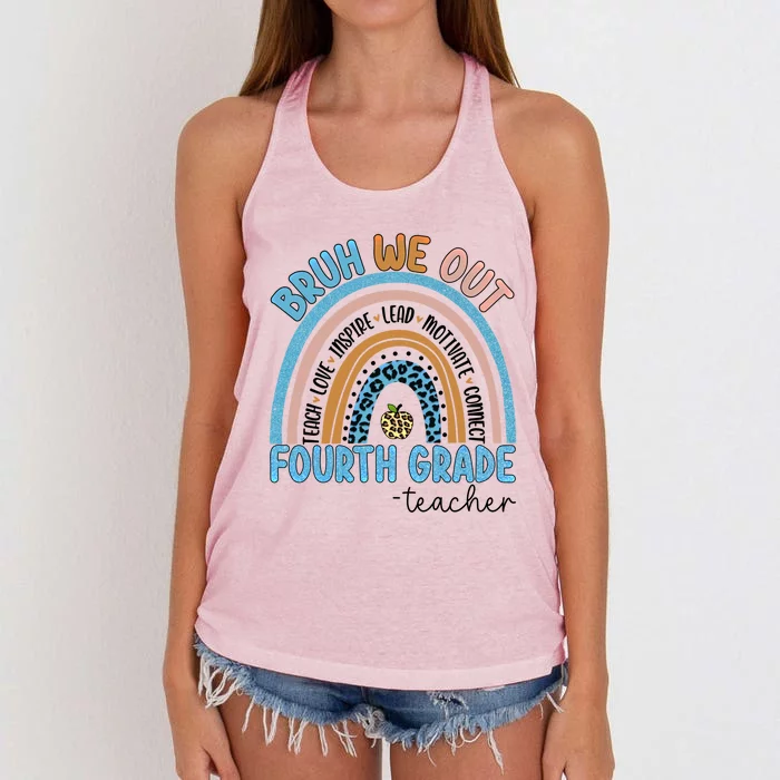 Bruh We Out Teachers Rainbow Last Day Of School 4Th Grade Gift Women's Knotted Racerback Tank