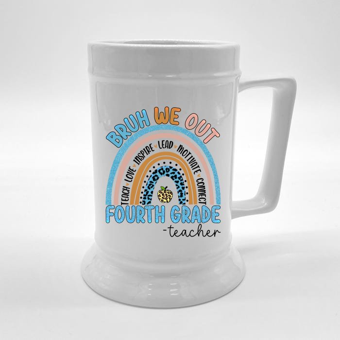 Bruh We Out Teachers Rainbow Last Day Of School 4Th Grade Gift Front & Back Beer Stein