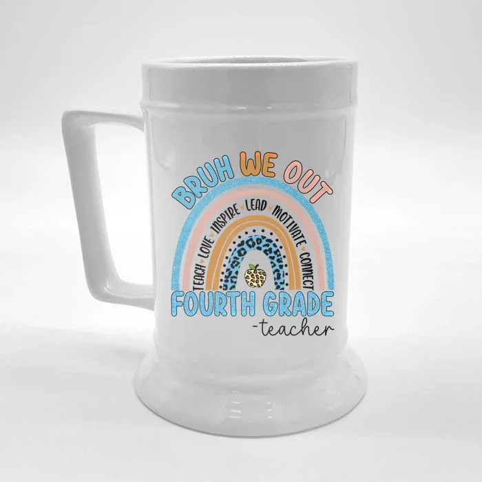 Bruh We Out Teachers Rainbow Last Day Of School 4Th Grade Gift Front & Back Beer Stein