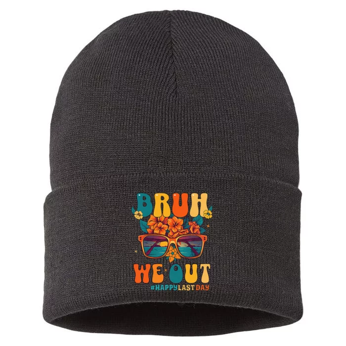 Bruh We Out Women Happy Last Day Of School Teacher Sustainable Knit Beanie