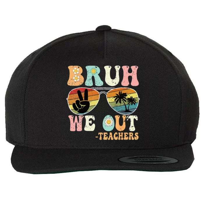 Bruh We Out Groovy Retro Teachers Happy Last Day Of School Wool Snapback Cap