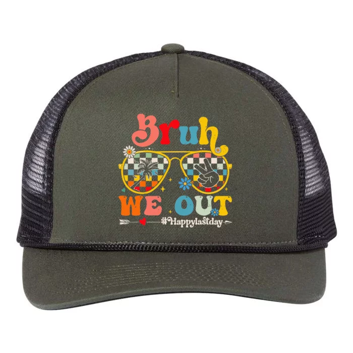 Bruh We Out Happy Last Day Of School Teacher Retro Rope Trucker Hat Cap