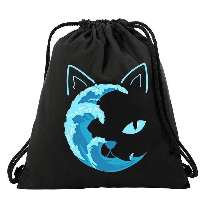 Blue Wave Of Cat Ladies For Kamala Drawstring Bag