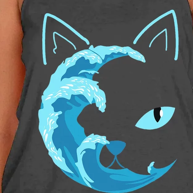 Blue Wave Of Cat Ladies For Kamala Women's Knotted Racerback Tank