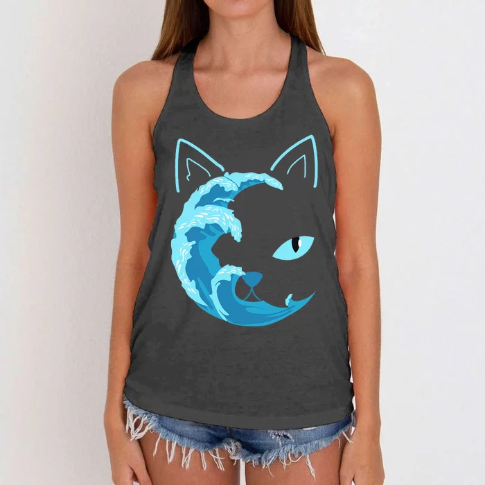 Blue Wave Of Cat Ladies For Kamala Women's Knotted Racerback Tank