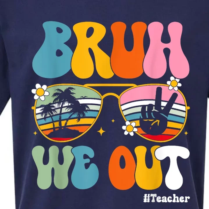 Bruh We Out Teachers End Of School Year Teacher Summer Sueded Cloud Jersey T-Shirt