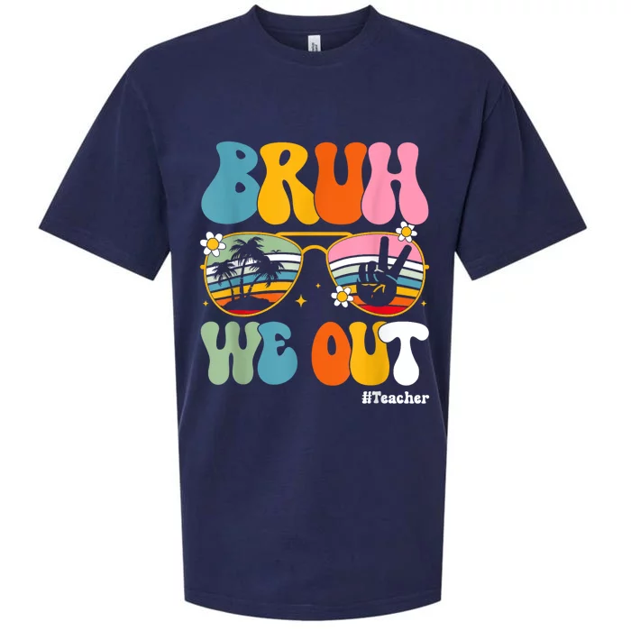 Bruh We Out Teachers End Of School Year Teacher Summer Sueded Cloud Jersey T-Shirt