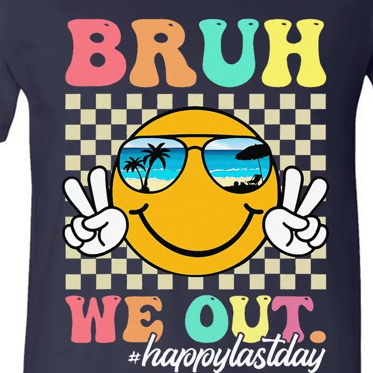 Bruh We Out Happy Last Day Of School Teacher Boy Girl Summer V-Neck T-Shirt