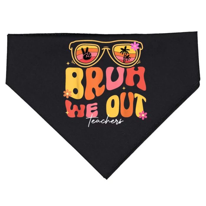 Bruh We Out Teachers Last Day Of School End Of School Year USA-Made Doggie Bandana