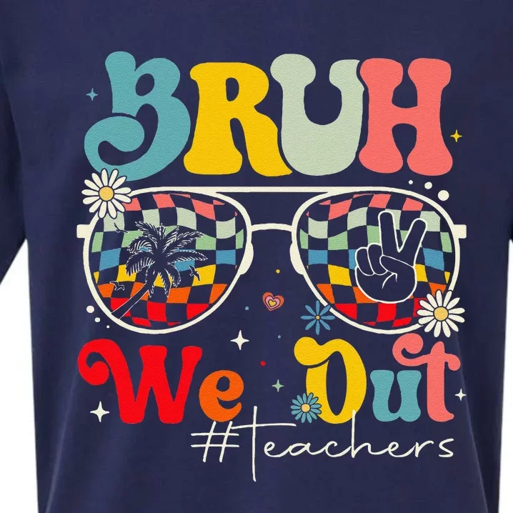 Bruh We Out Teachers End Of School Year Teacher Summer Sueded Cloud Jersey T-Shirt