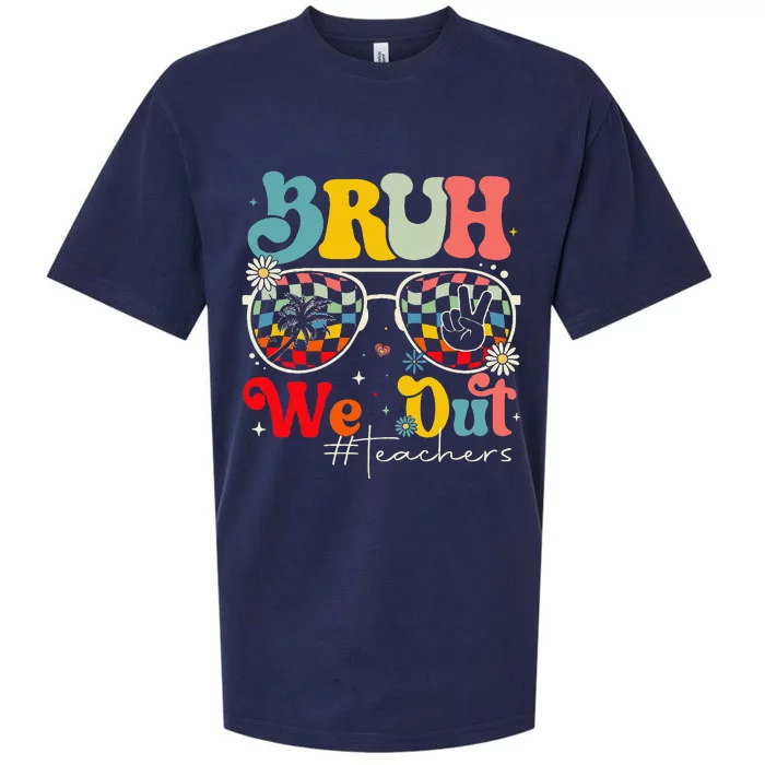 Bruh We Out Teachers End Of School Year Teacher Summer Sueded Cloud Jersey T-Shirt