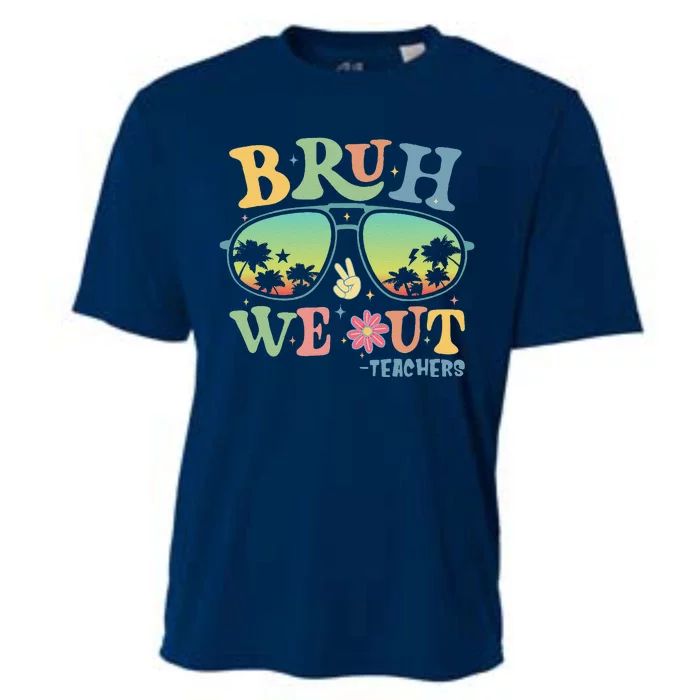 Bruh We Out Teachers Groovy Retro Happy Last Day Of School Cooling Performance Crew T-Shirt