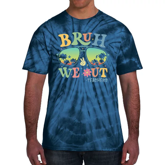 Bruh We Out Teachers Groovy Retro Happy Last Day Of School Tie-Dye T-Shirt