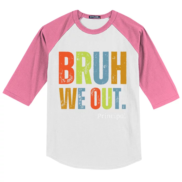 Bruh We Out Principal End Of School Year Teacher Summer Kids Colorblock Raglan Jersey