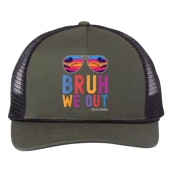 Bruh We Out Teachers Summer Last Day Of School Men Women Retro Rope Trucker Hat Cap