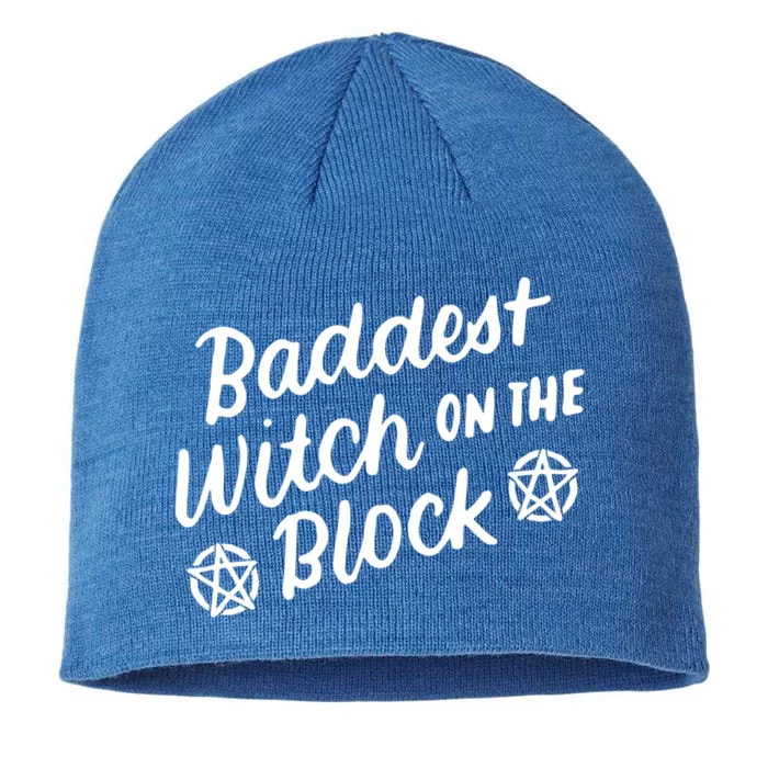 Baddest Witch On The Block Funny Halloween Teen Gift 8 1/2in Sustainable Knit Beanie