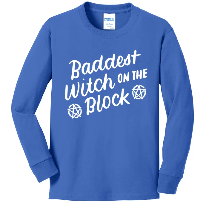 Baddest Witch On The Block Funny Halloween Teen Gift Kids Long Sleeve Shirt