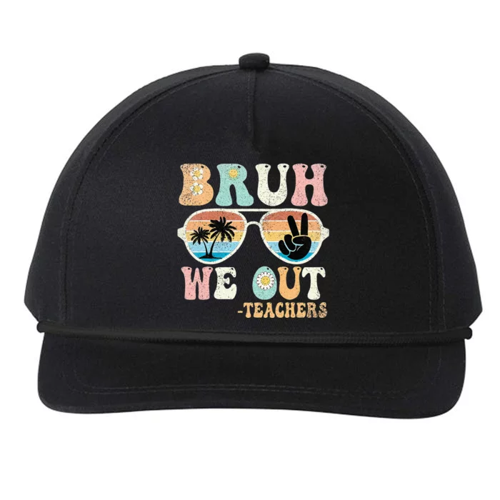 Bruh We Out Groovy Retro Teachers Happy Last Day Of School Snapback Five-Panel Rope Hat