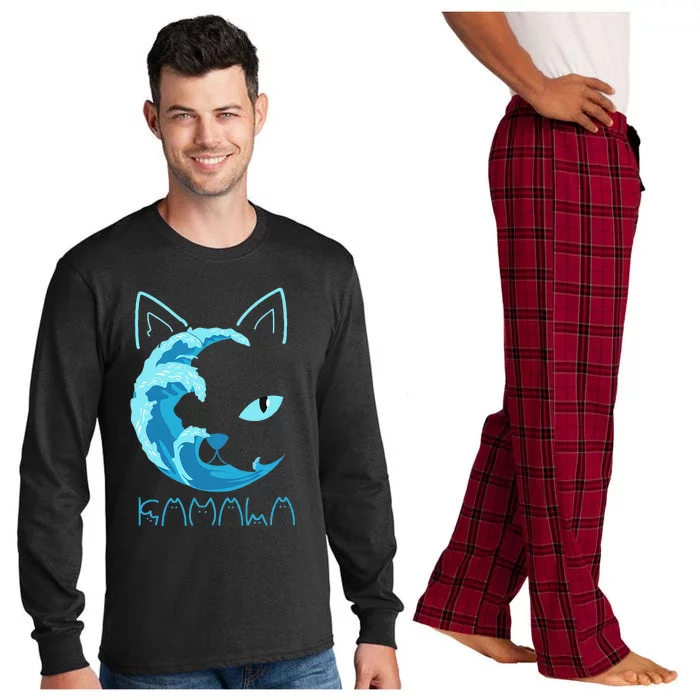 Blue Wave Of Cat Ladies Kamala Cat Typography Alphabet Cute Gift Long Sleeve Pajama Set