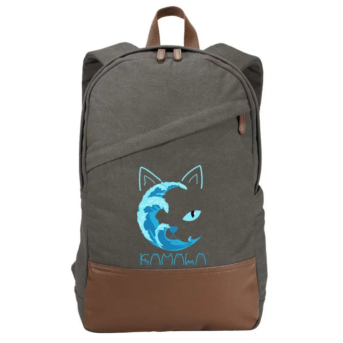 Blue Wave Of Cat Ladies Kamala Cat Typography Alphabet Cute Gift Cotton Canvas Backpack