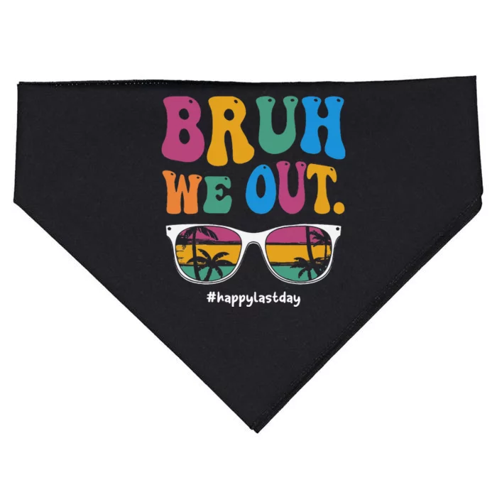 Bruh We Out Happy Last Day Of School Teacher Boy Girl Summer USA-Made Doggie Bandana