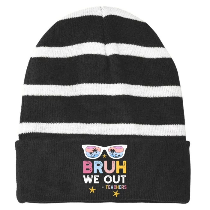 Bruh We Out Striped Beanie with Solid Band