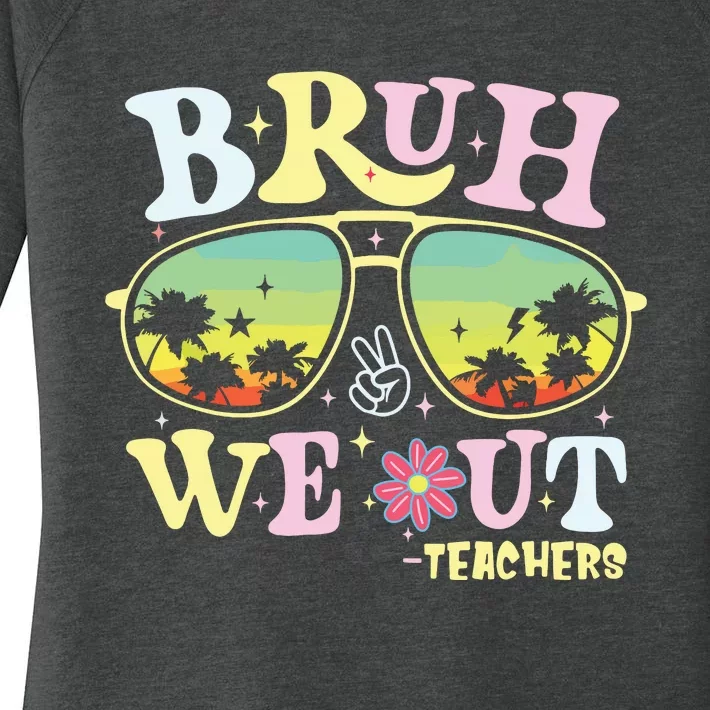 Bruh We Out Teachers Groovy Retro Happy Last Day Of School Women's Perfect Tri Tunic Long Sleeve Shirt