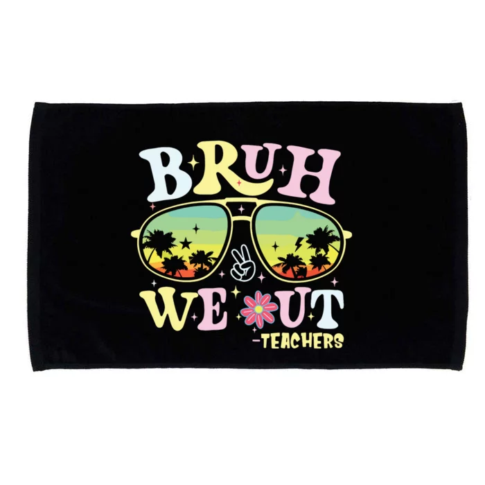 Bruh We Out Teachers Groovy Retro Happy Last Day Of School Microfiber Hand Towel