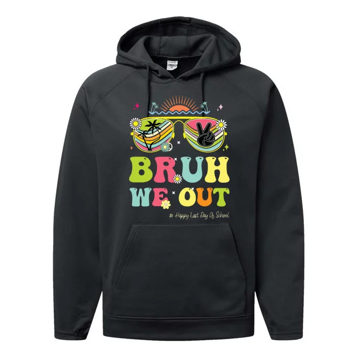 Bruh We Out Funny Last Day Of School Teacher Boy Girl Summer Performance Fleece Hoodie