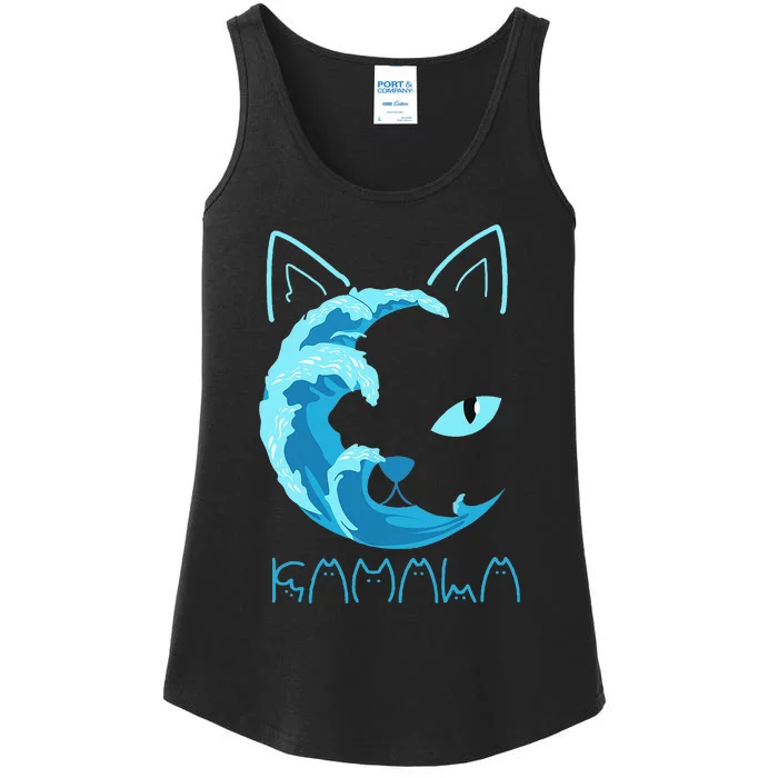 Blue Wave Of Cat Ladies Kamala Cat Typography Alphabet Cute Ladies Essential Tank