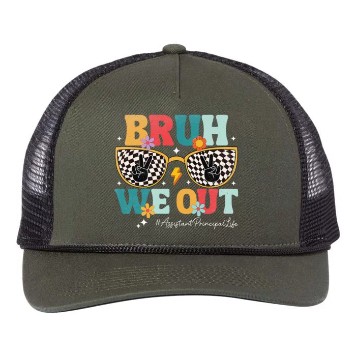 Bruh We Out Assistant Principal Summer Last Day Of School Retro Rope Trucker Hat Cap