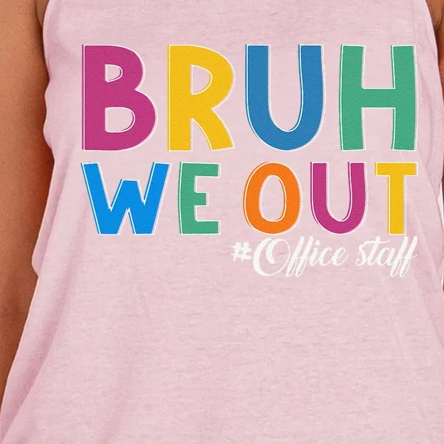 Bruh We Out Office Staff Last Day Of School Office Staff Women's Knotted Racerback Tank