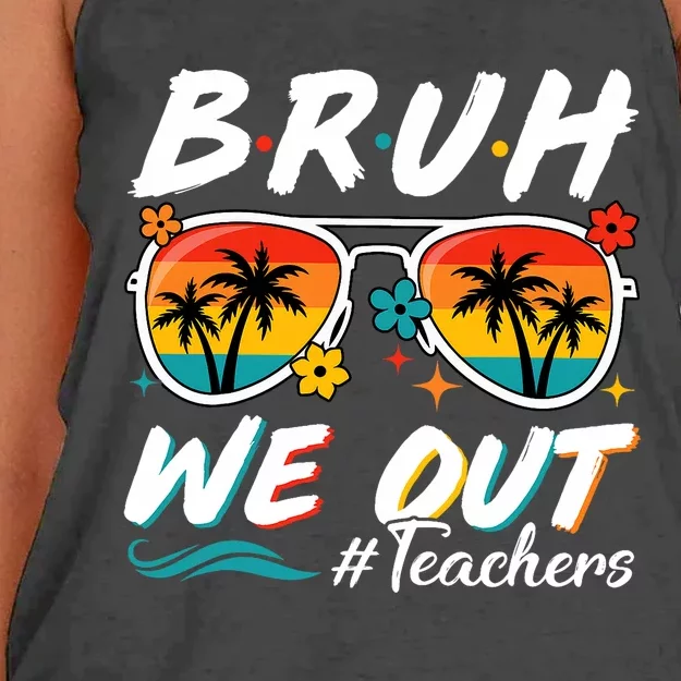 Bruh We Out Teachers School Out Summer Break Women's Knotted Racerback Tank