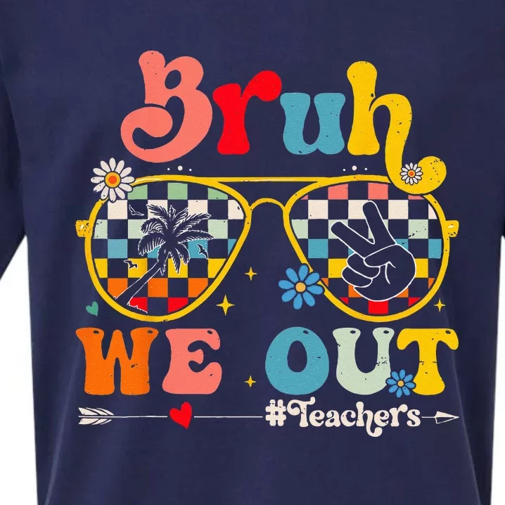 Bruh We Out Teachers End Of School Year Teacher Summer Sueded Cloud Jersey T-Shirt