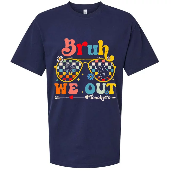 Bruh We Out Teachers End Of School Year Teacher Summer Sueded Cloud Jersey T-Shirt