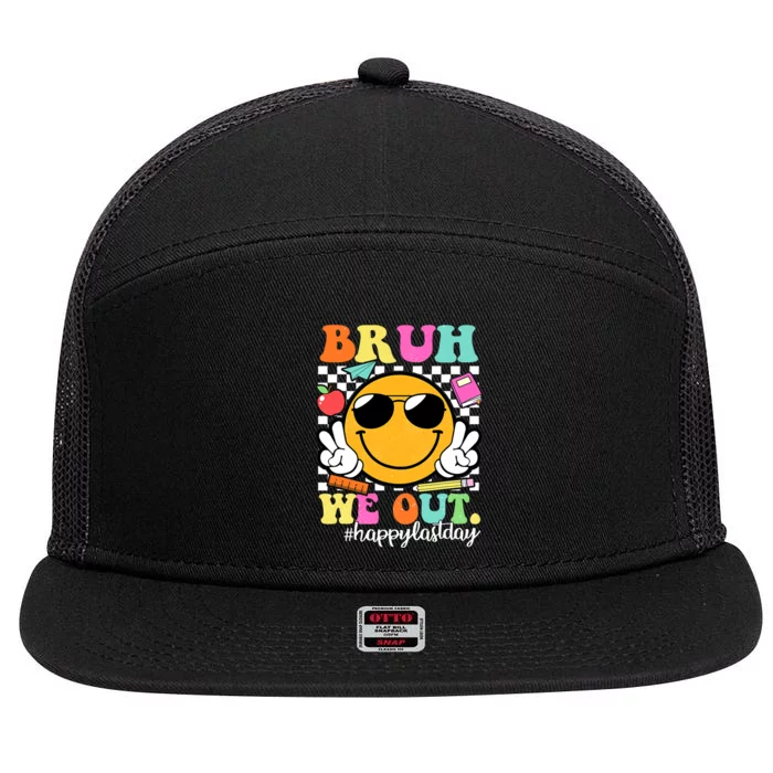 Bruh We Out Teachers Happy Last Day Of School Summer 7 Panel Mesh Trucker Snapback Hat