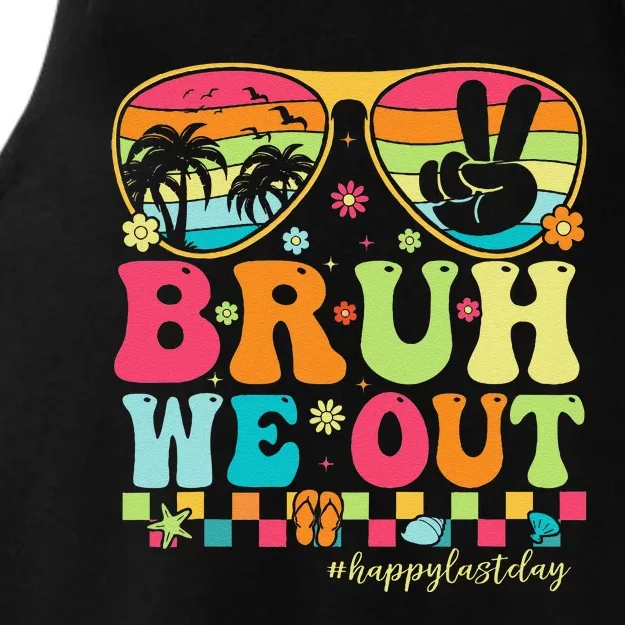 Bruh We Out Teachers Happy Last Day Of School Groovy Ladies Tri-Blend Wicking Tank